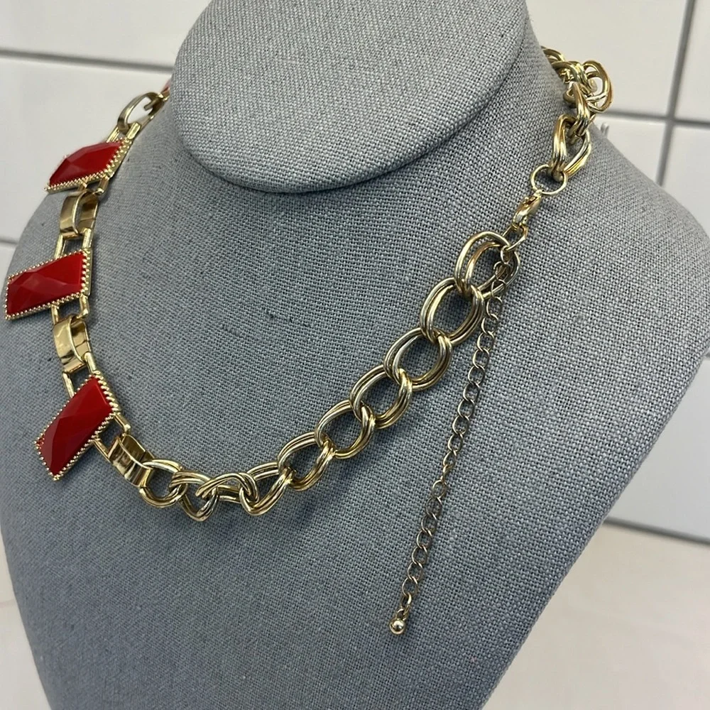 Vintage Red Collar Statement Necklace - Picture 3 of 5